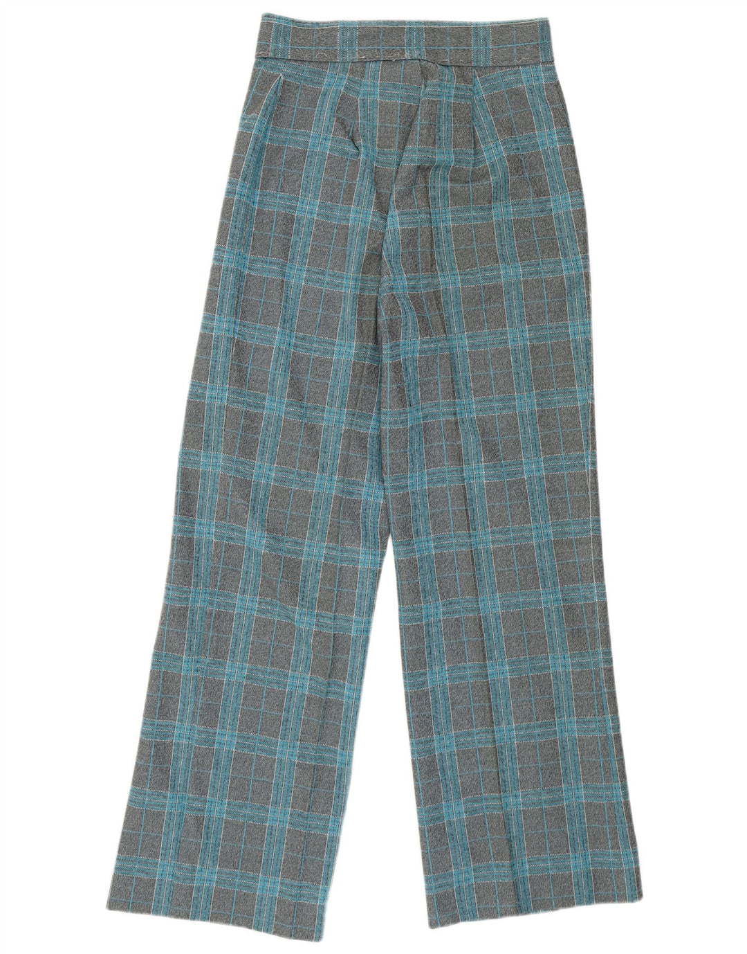 VINTAGE Pantalones casuales de pierna ancha y cintura alta para mujer W27 L29 Cuadros grises