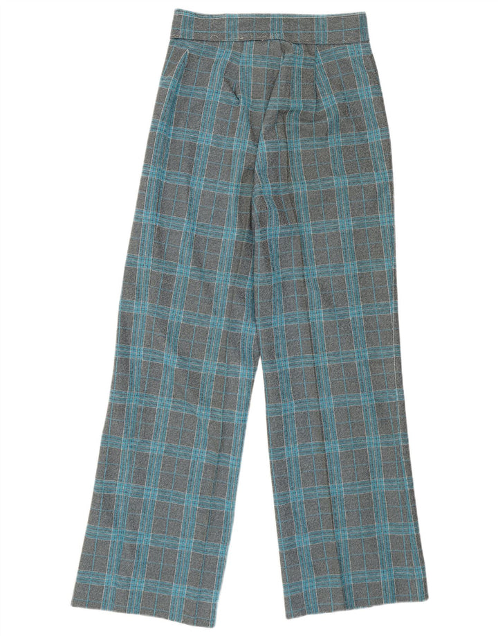 VINTAGE Pantalones casuales de pierna ancha y cintura alta para mujer W27 L29 Cuadros grises