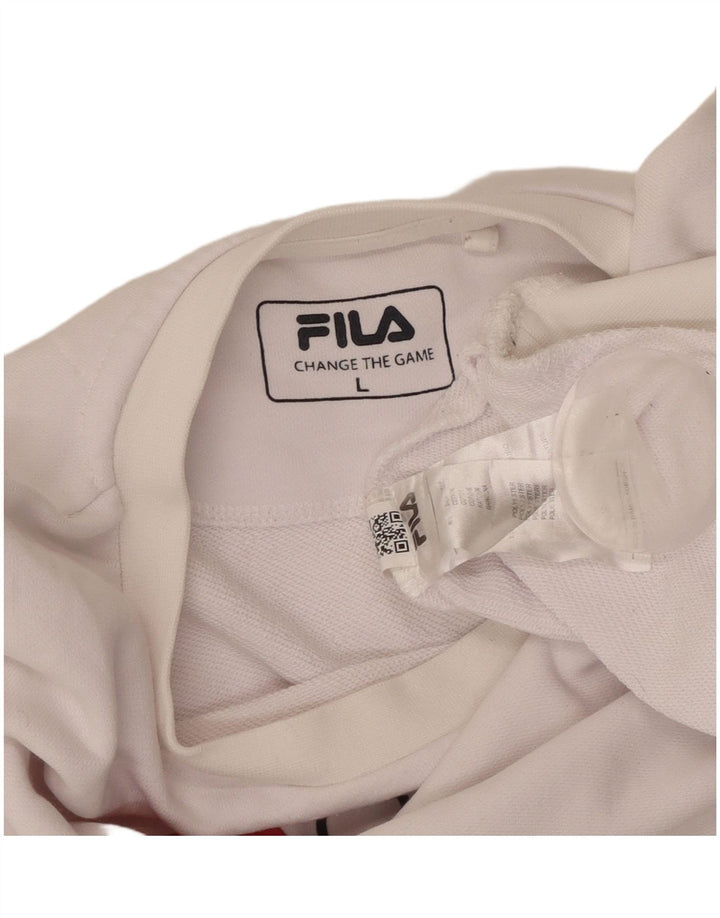 FILA Hombre Sudadera Gráfica Jersey Grande Algodón Blanco
