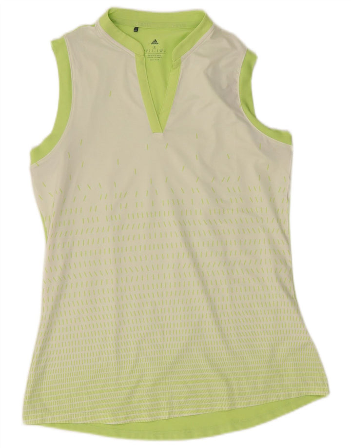 Adidas Mujer Chaleco Top UK 10 Pequeño Verde Rayas