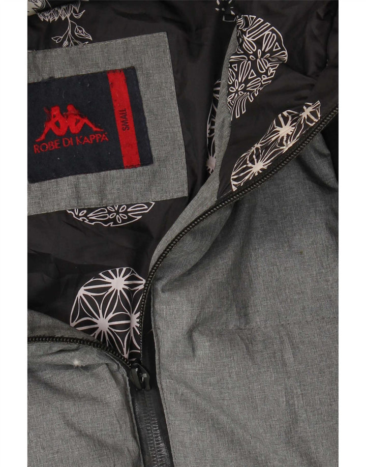 Kappa Mujer Abrigo Acolchado Con Capucha UK 40 Small Gris Colorblock