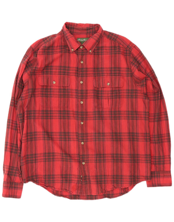 Eddie Bauer Camisa de franela para hombre XL Algodón a cuadros rojos