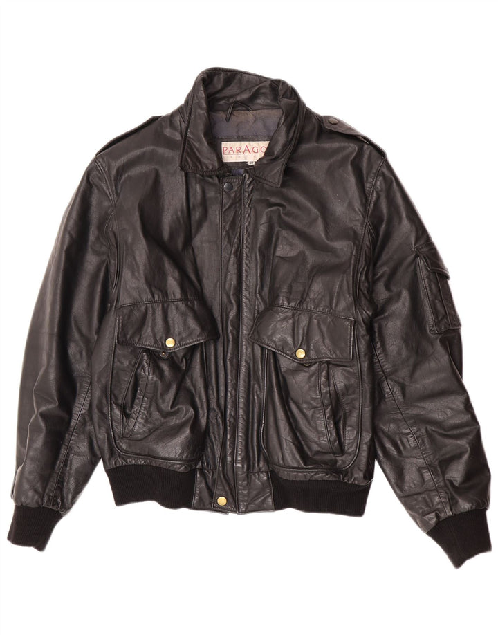 Paragon Chaqueta de cuero militar para hombre Reino Unido 40 Cuero negro grande