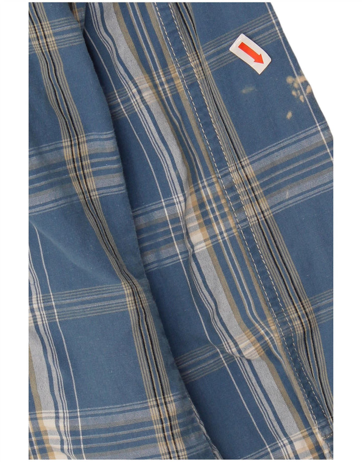 FRENCH CONNECTION Mens Flannel Shirt XL Blue Check Cotton