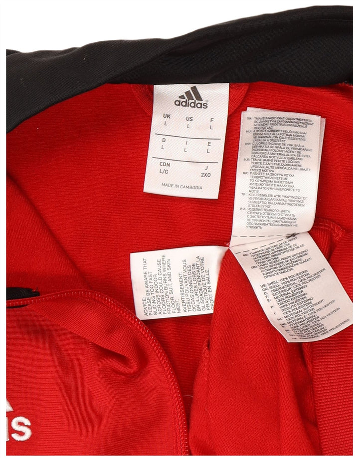 Adidas Hombre Gráfico Chándal Top Chaqueta Grande Rojo Colorblock Poliéster