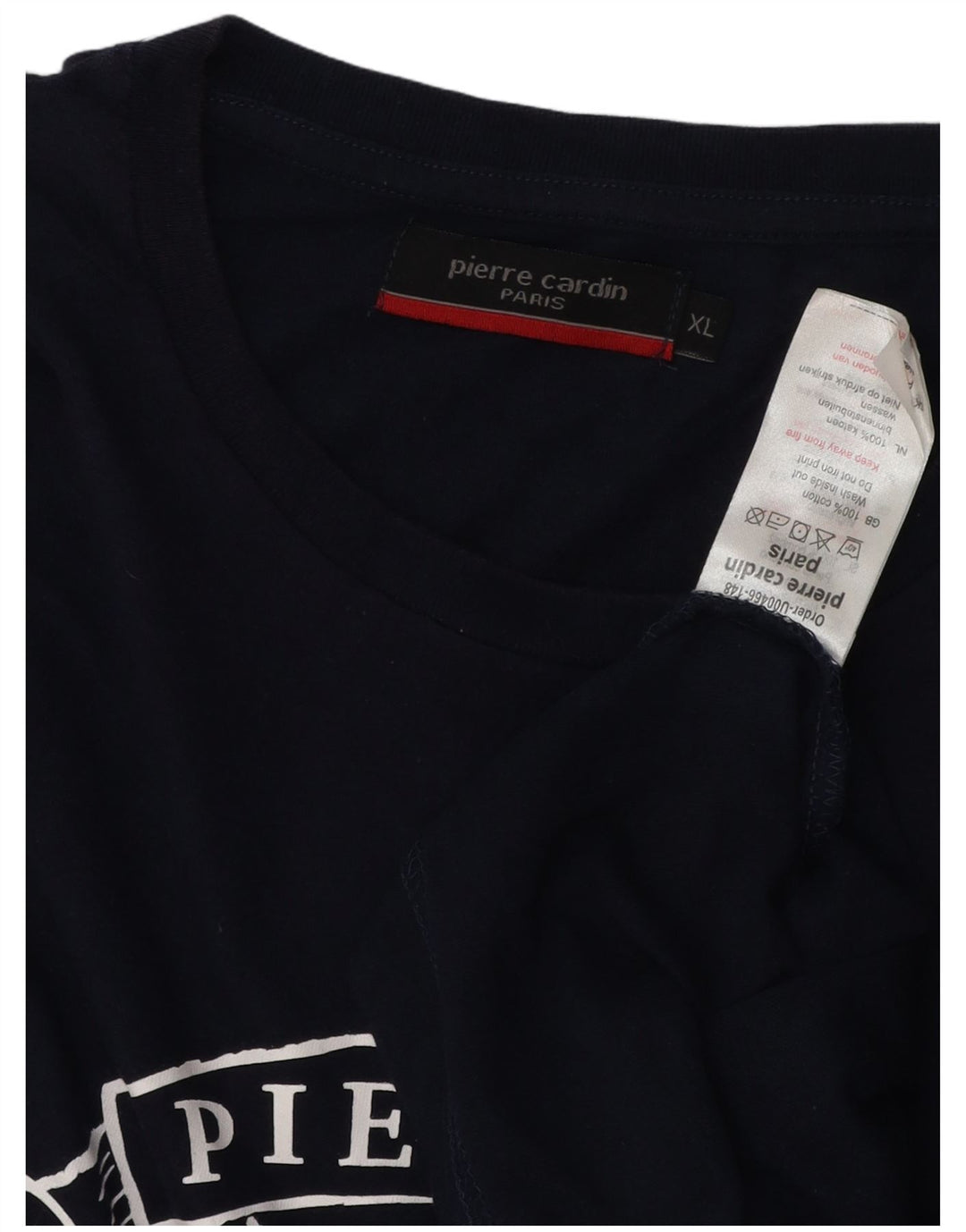 PIERRE CARDIN Camiseta gráfica para hombre Top XL Algodón azul marino