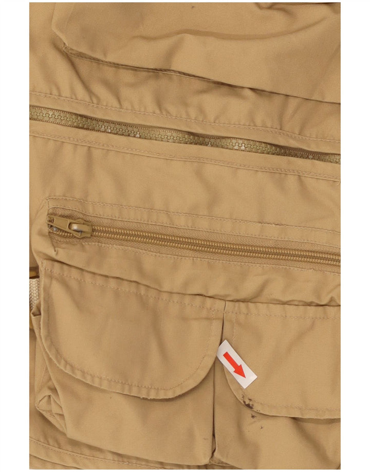 Vintage hombres utilidad Gilet Reino Unido 40 algodón beige grande