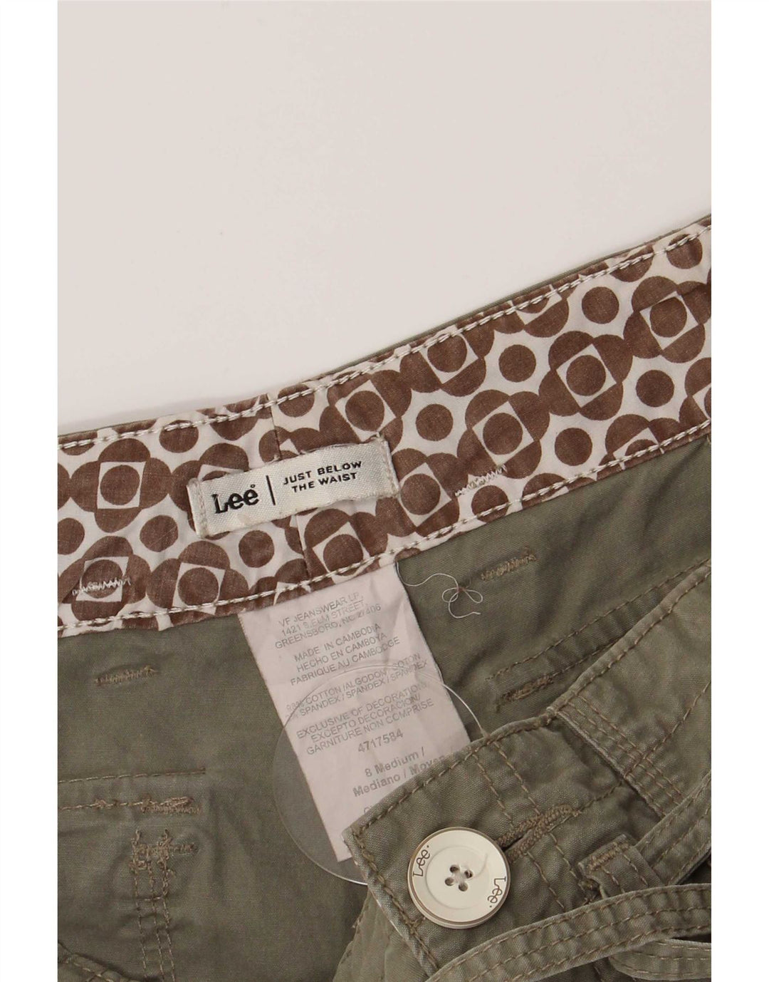 Lee Shorts Cargo para Mujer US 8 Medium W30 Algodón Verde