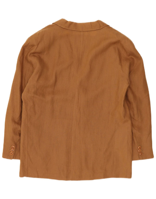 Max Mara Chaqueta Blazer de 1 Botón para Mujer UK 44 Grande Lino Marrón