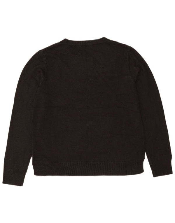 Marks & Spencer Womens Crew Neck Jumper Sweater UK 14 Large Black Acrylic
