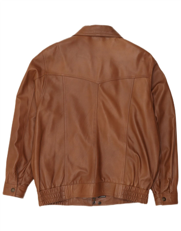 Vintage hombres bombardero chaqueta de cuero EU 50 cuero marrón grande