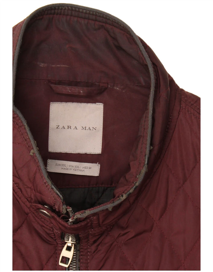 Zara Mens Chaqueta Acolchada UK 44 2XL Borgoña