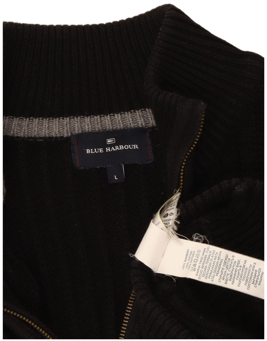 Marks & Spencer - Cárdigan azul Harbor para hombre, talla grande, algodón negro