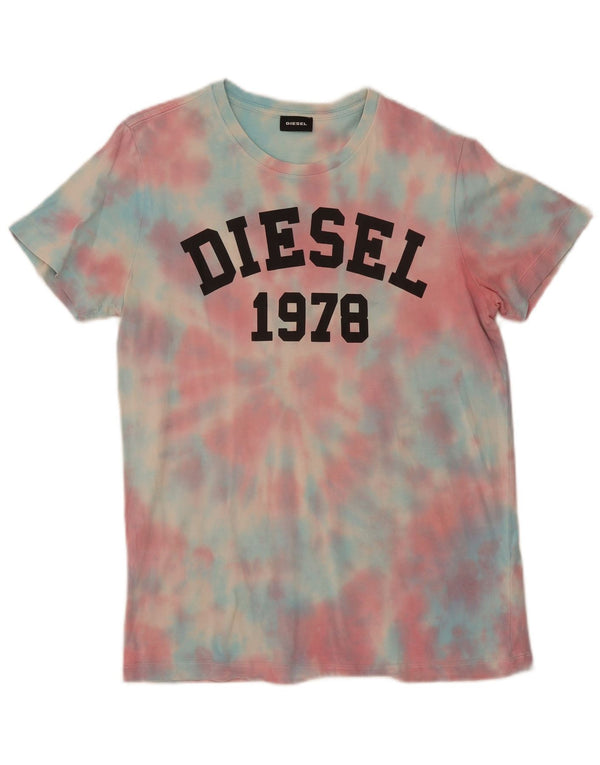 Diesel Hombre Camiseta Gráfica Top Medium Multicolor Tie Dye Algodón