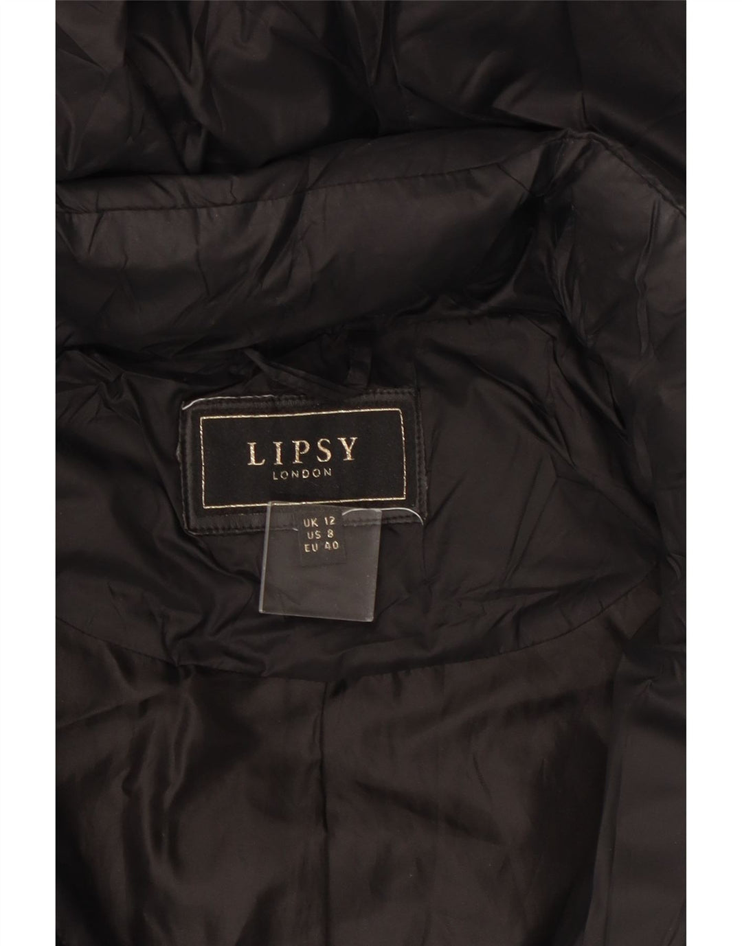 Abrigo acolchado con capucha para mujer Lipsy UK 40 Mediano Negro Poliamida