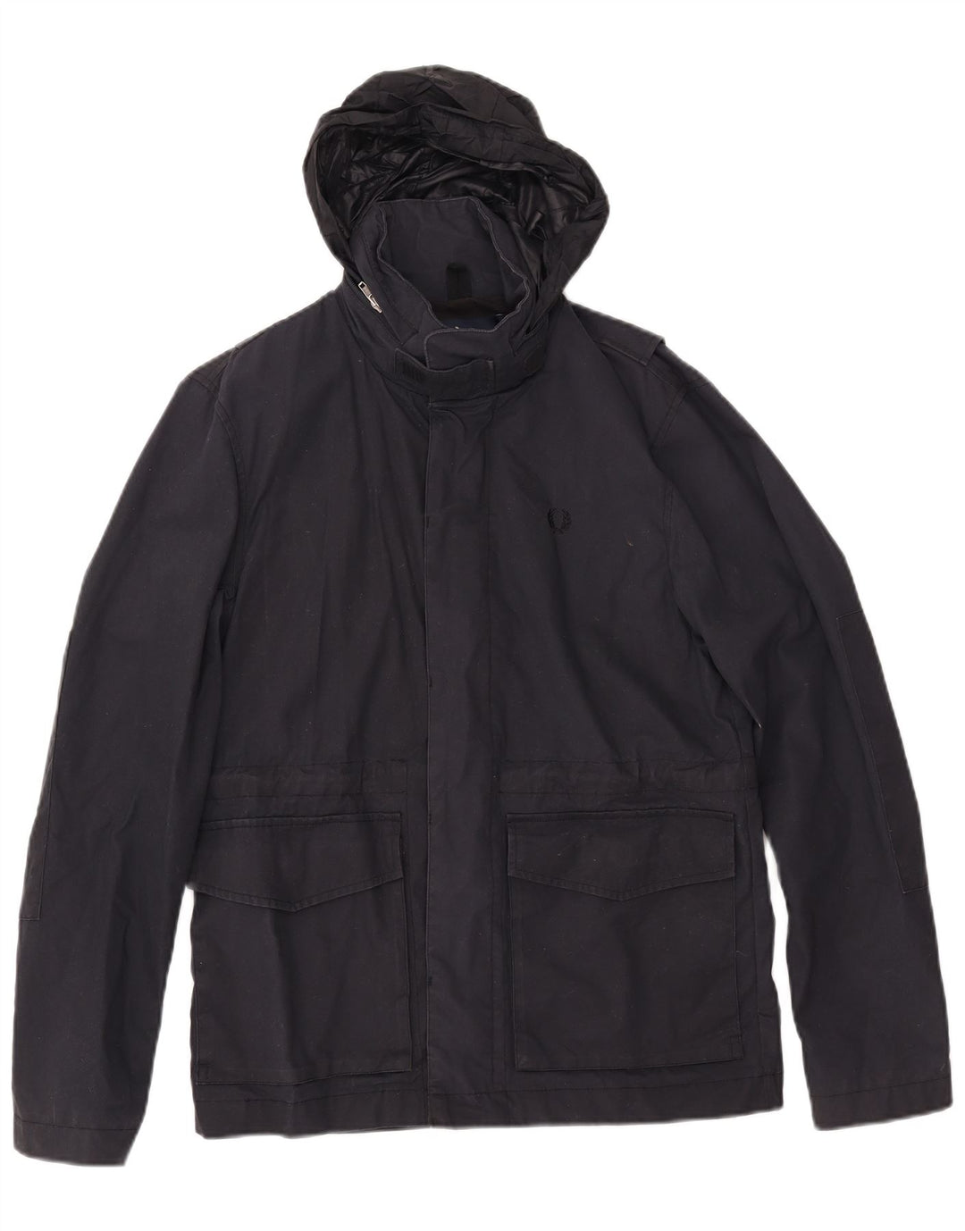 FRED PERRY Chaqueta cortavientos con capucha para hombre UK 36 Small Azul marino Algodón