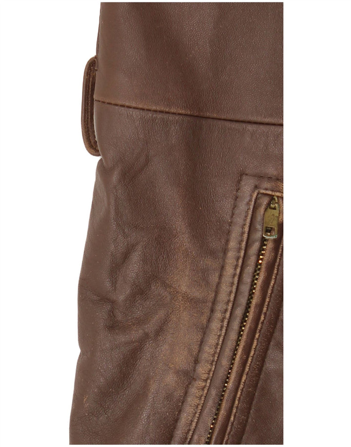 Chaqueta de cuero vintage para hombre IT 52 XL cuero marrón