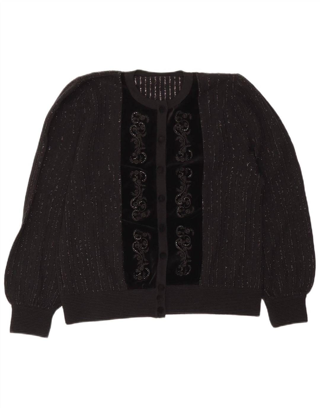Vintage mujer Cardigan suéter IT 46 gran lana de rayas grises