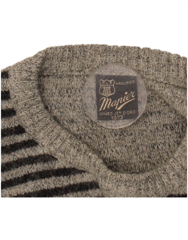 Mapier Jersey De Cuello Redondo Para Hombre Jersey Pequeño Gris Geométrico