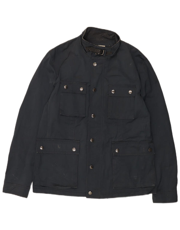 Zara Mens Utility Jacket UK 42 XL Azul Marino Poliéster