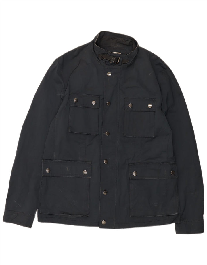 Zara Mens Utility Jacket UK 42 XL Azul Marino Poliéster