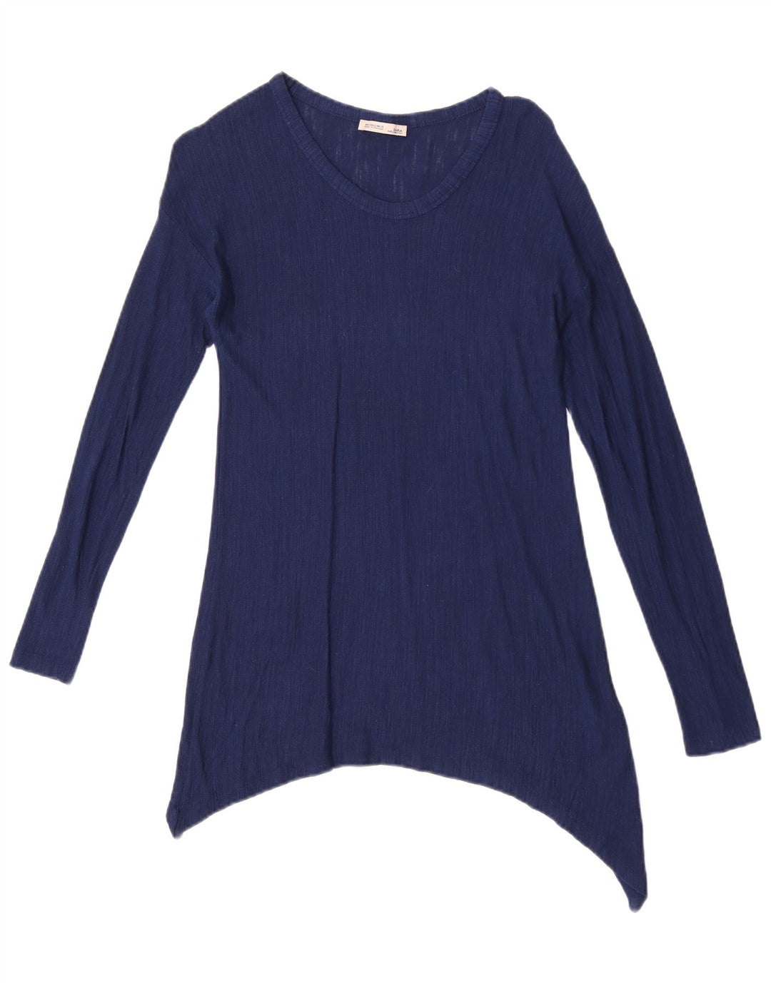 Zara Mujer Túnica Asimétrica Top UK 10 Small Viscosa Azul