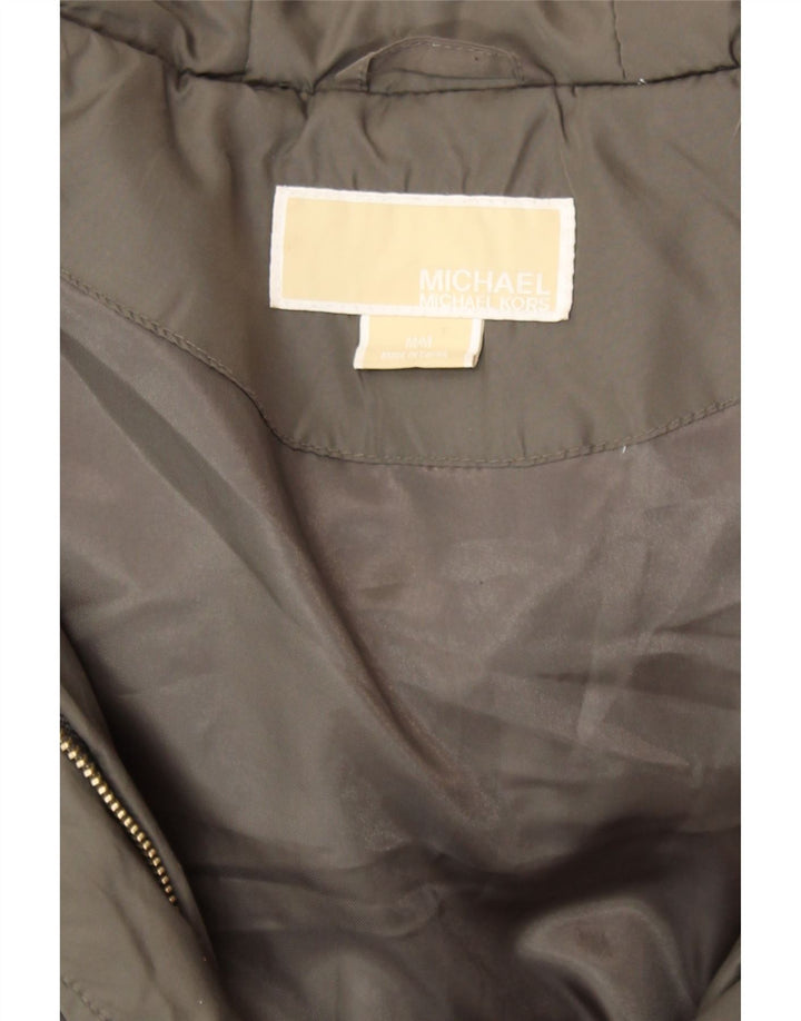 Michael Kors Abrigo acolchado con capucha para mujer UK 14 Mediano Caqui Poliéster Invierno