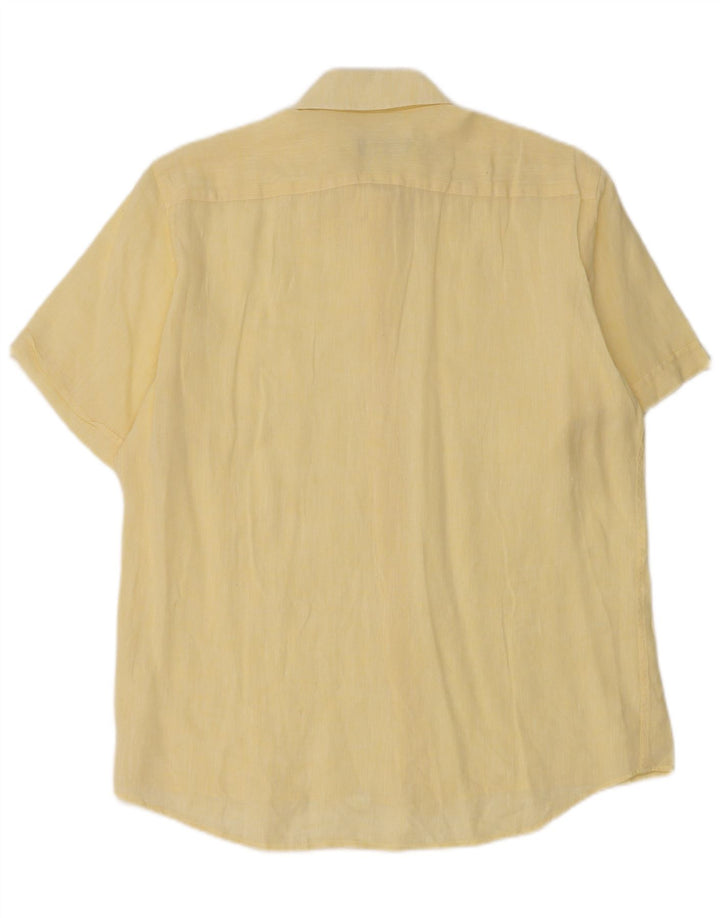 DANILO TREVIGLIANI Camisa Manga Corta Hombre Lino Amarillo Medio