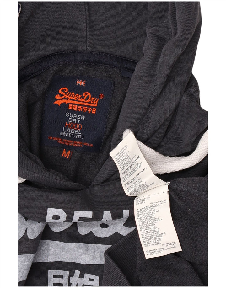 Superdry Jersey con capucha gráfica de algodón negro mediano para hombre