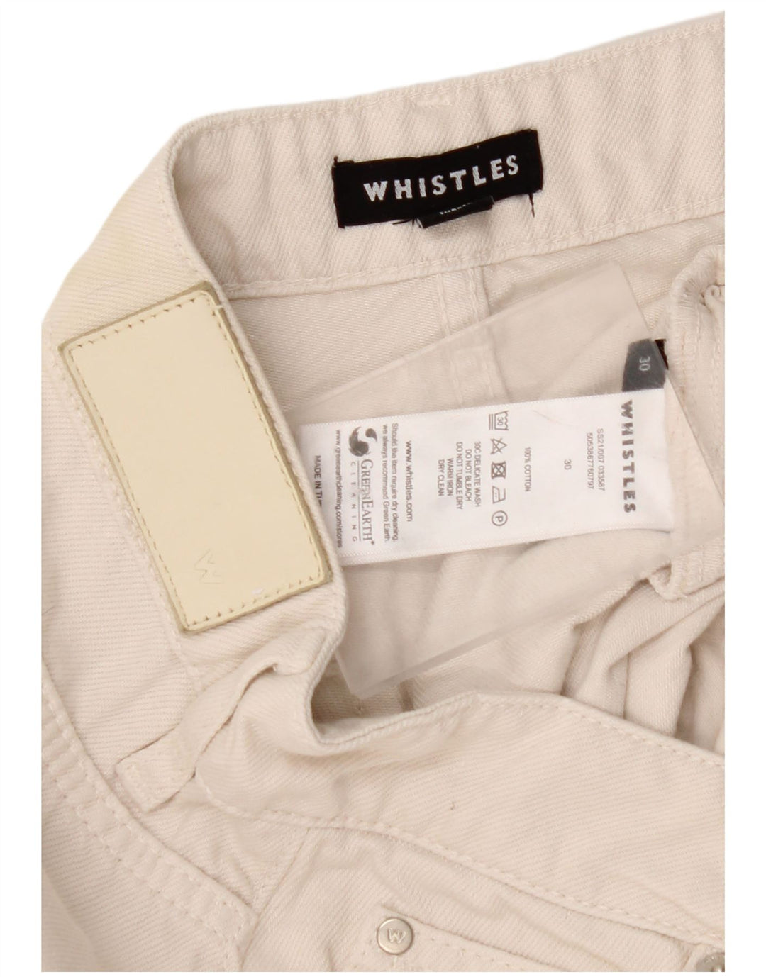 WHISTLES Vaqueros rectos para mujer W30 L26 Algodón blanco