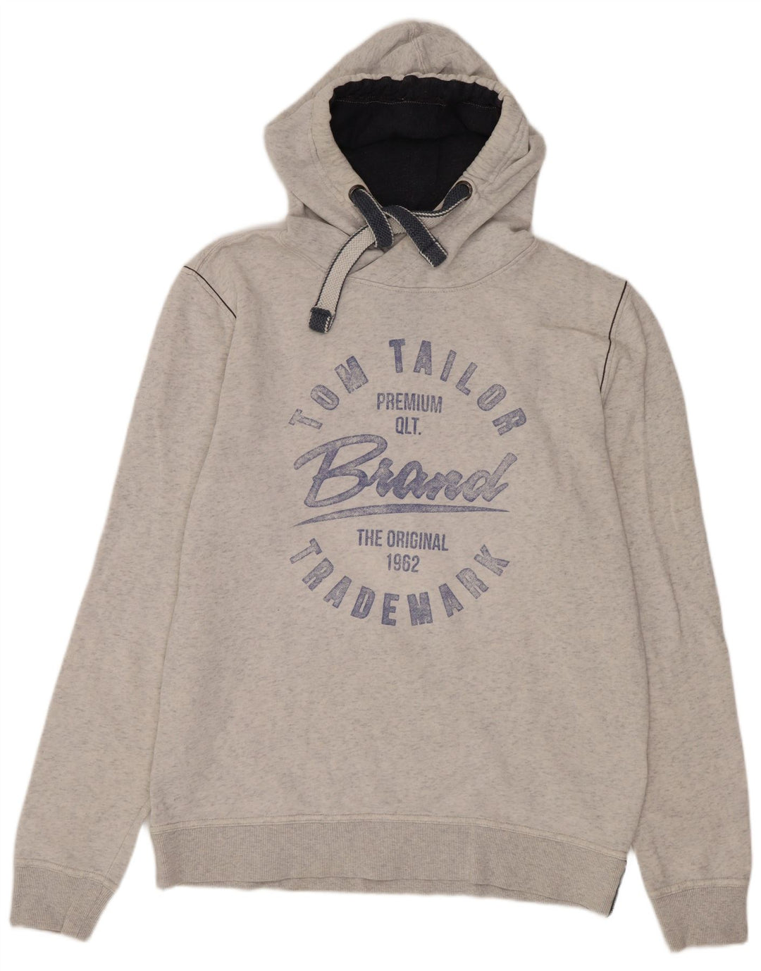 Tom Tailor Jersey con capucha y estampado gráfico para hombre de algodón gris grande