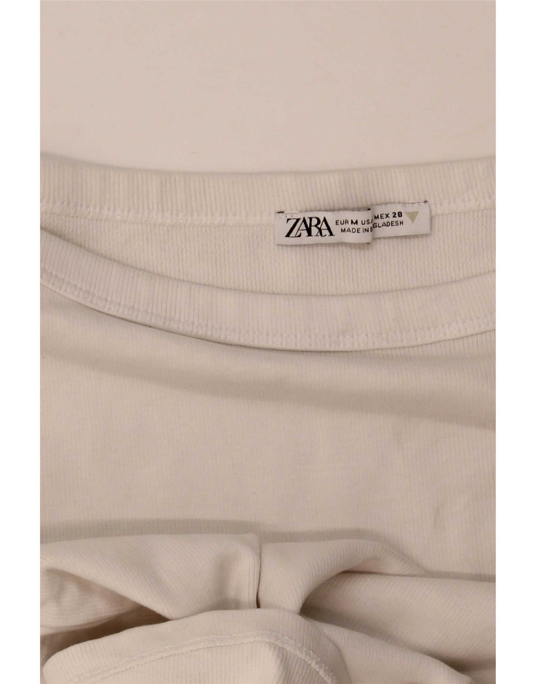 Zara Mujer Crop Camiseta Top UK 12 Medium Blanco