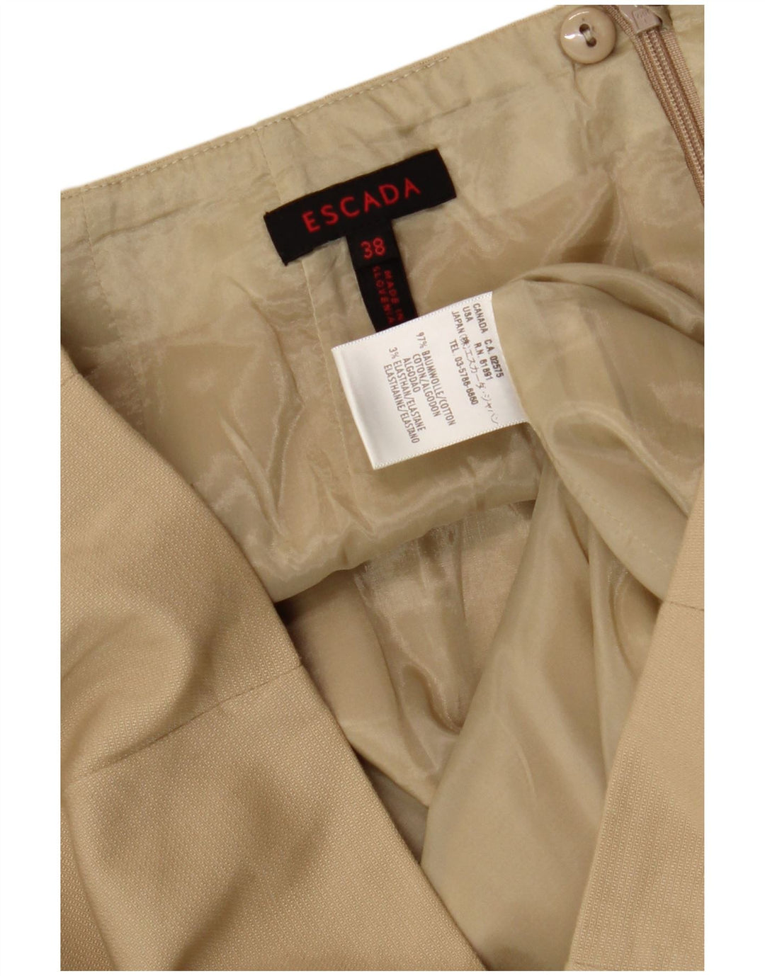 Falda lápiz para mujer Escada EU 38 Medium W28 Beige Algodón Clásico