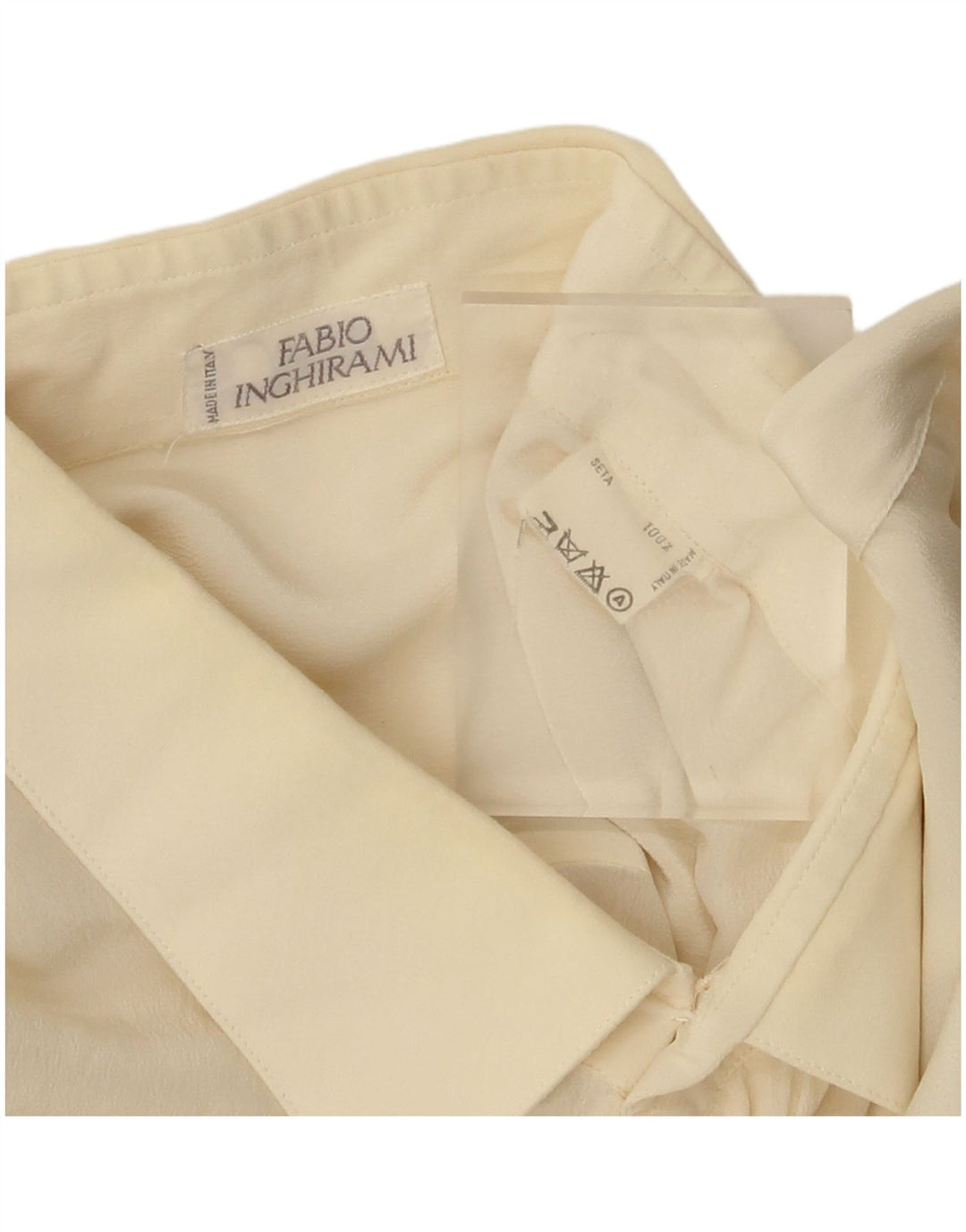 Fabio Inghirami Camisa Hombre XL Seda Blanco Roto