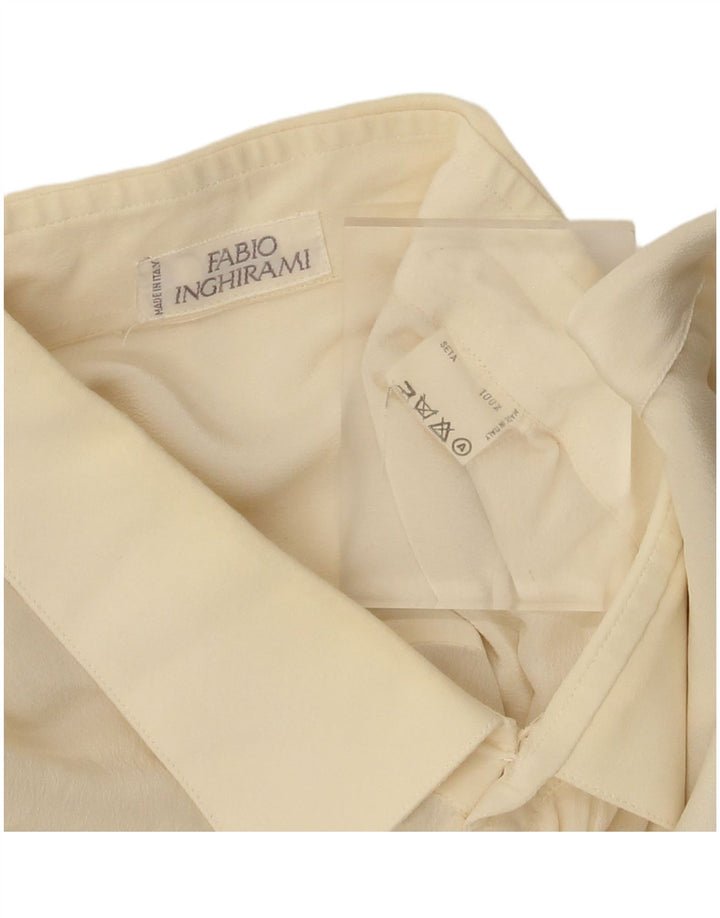 Fabio Inghirami Camisa Hombre XL Seda Blanco Roto