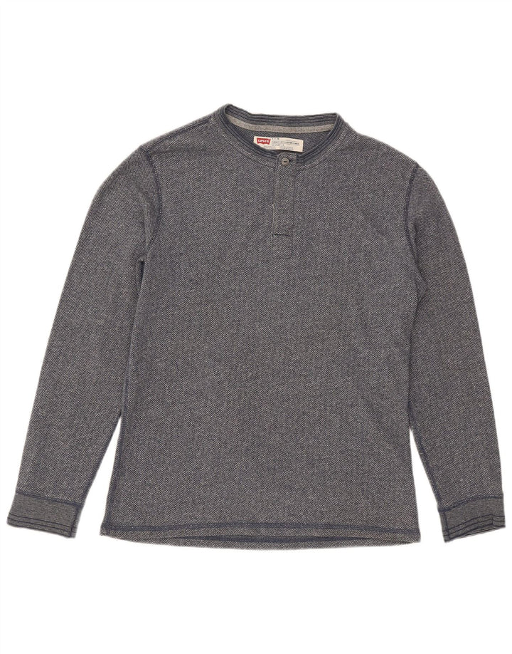 Levi's Top de corte estándar para hombre, manga larga, algodón en espiga gris pequeño