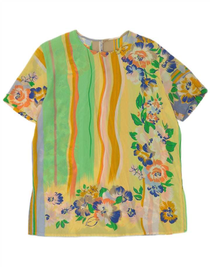 Vintage mujer blusa Top Reino Unido 14 grande multicolor floral