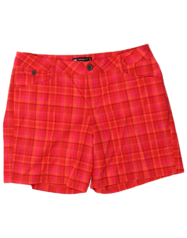 Lee Womens Natural Fit Casual Shorts US 12 Large W34 Red Check Cotton
