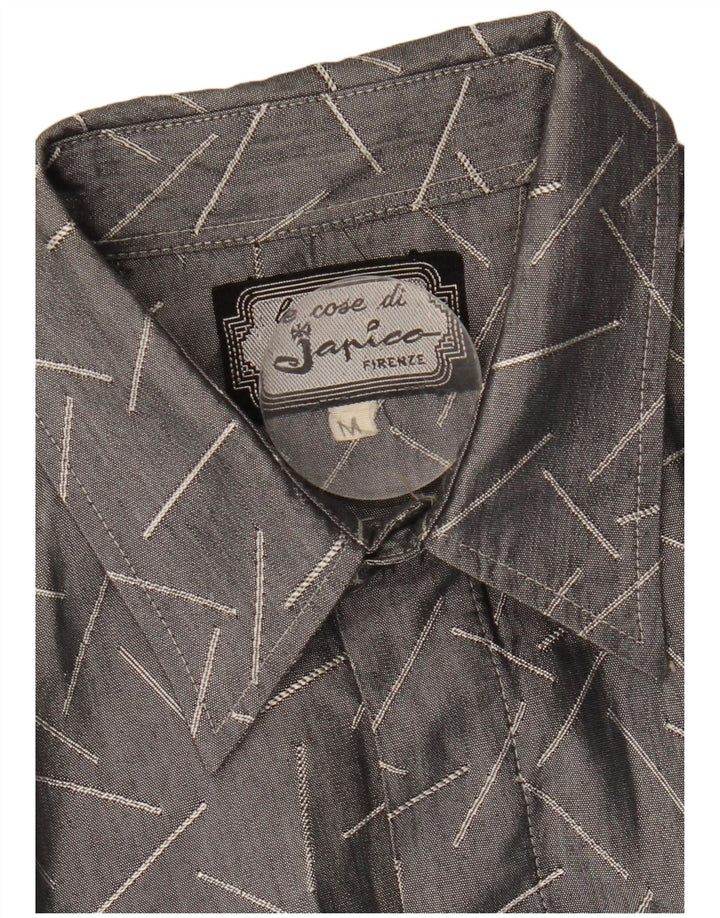Camisa vintage para hombre gris medio geométrica