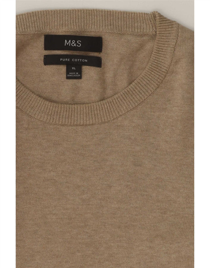Marks & Spencer Jersey de Cuello Redondo para Hombre XL Algodón Beige