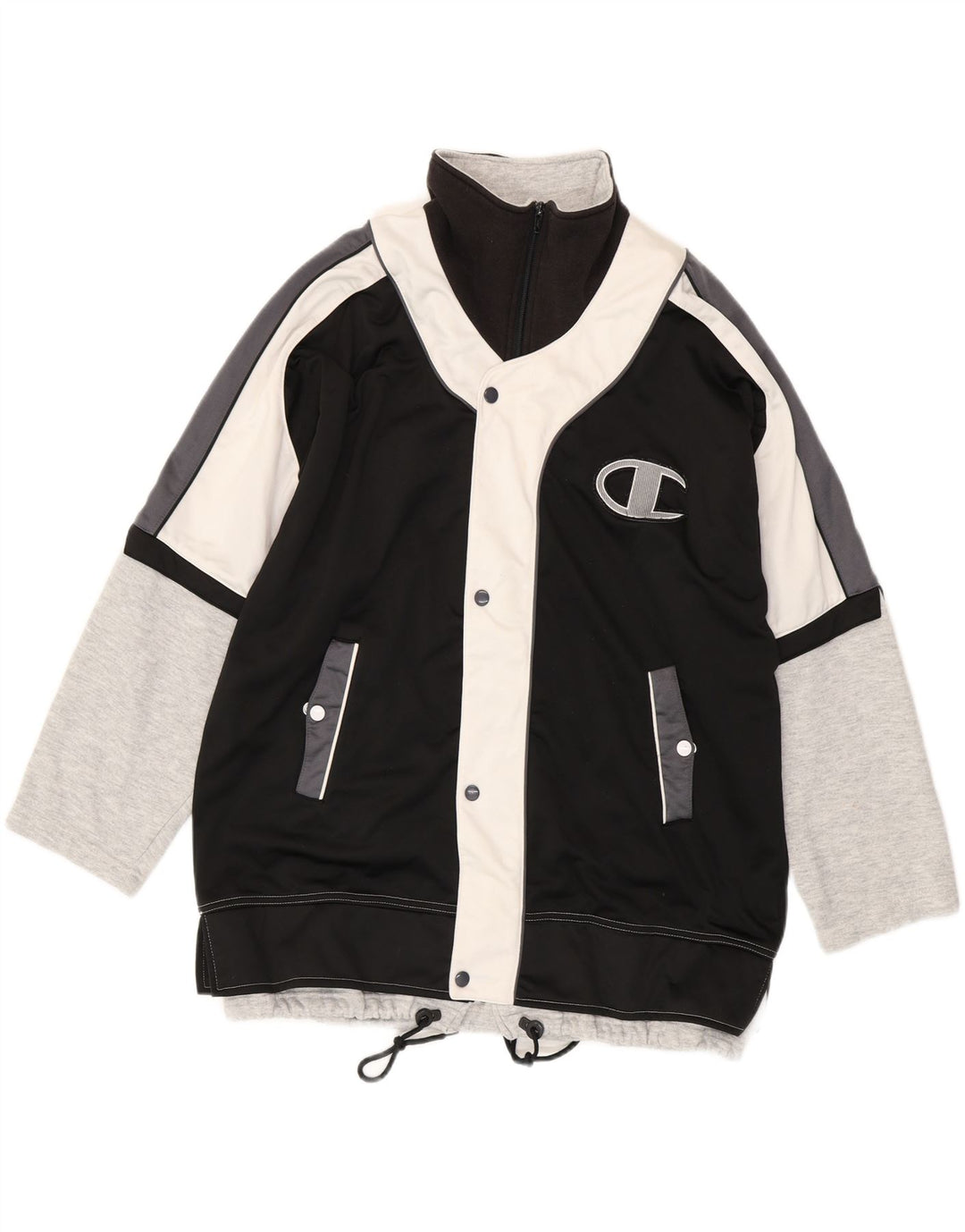 Champion Chaqueta De Chándal Con Gráfico Para Hombre, Chaqueta Deportiva Con Bloques De Color Negro Grande Grande