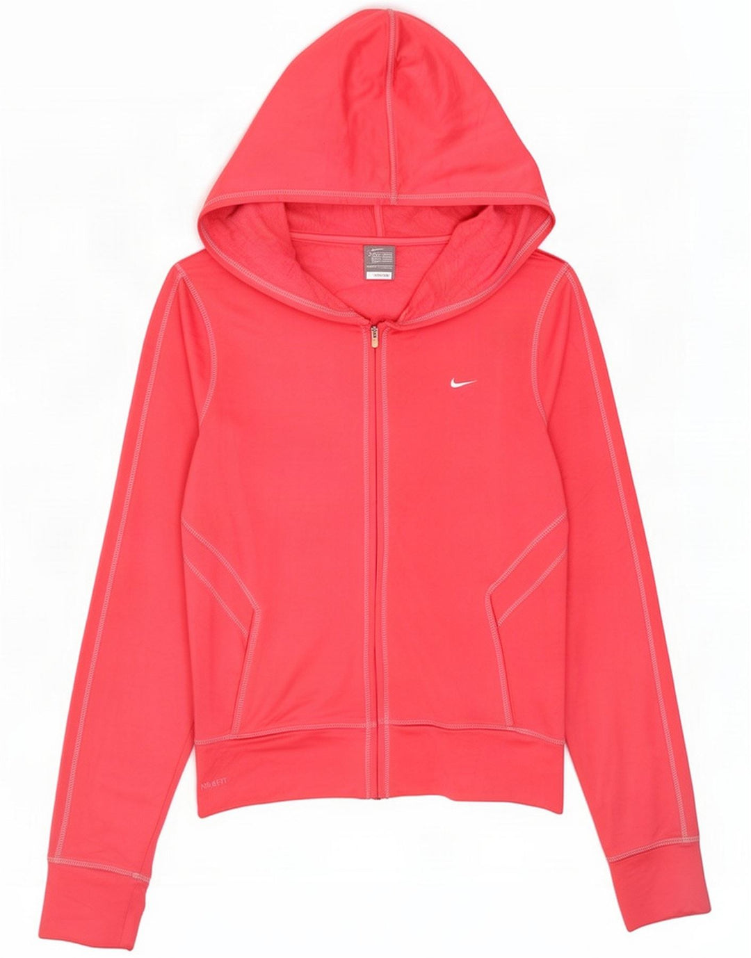 Suéter con capucha y cremallera Nike para mujer UK 10/12 Poliéster rosa medio