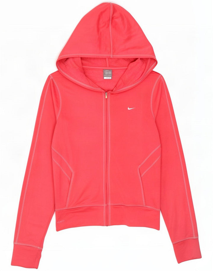 Suéter con capucha y cremallera Nike para mujer UK 10/12 Poliéster rosa medio