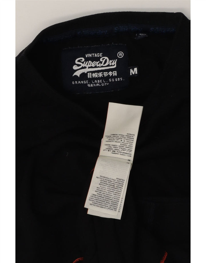SUPERDRY Hombre Top Manga Larga Algodón Negro Mediano