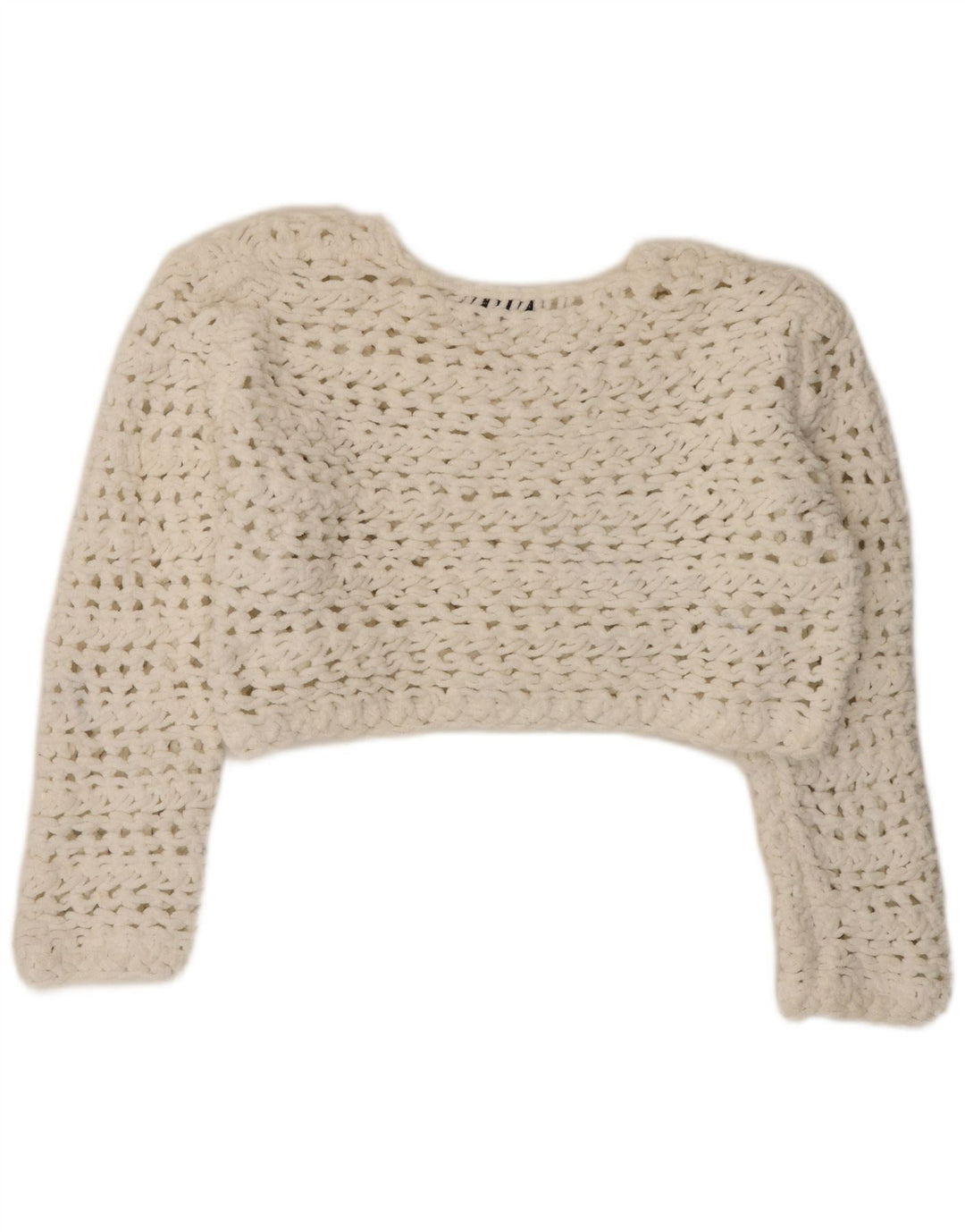 Zara Suéter tipo jersey con cuello redondo y corte extragrande para mujer, talla 40, tamaño mediano, blanco