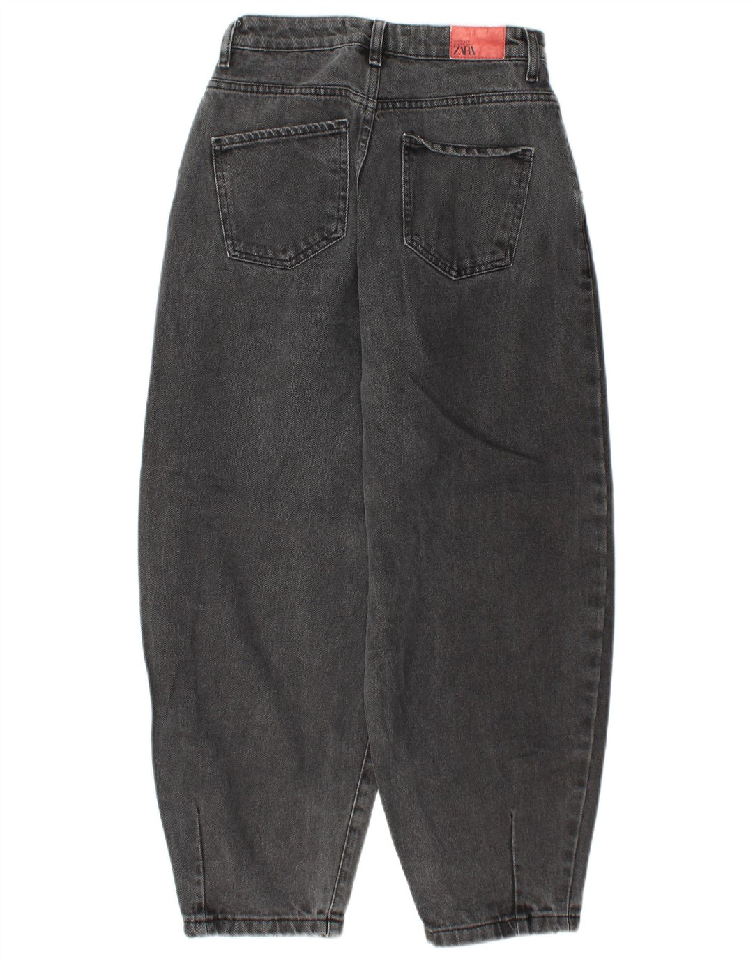 ZARA Vaqueros de cintura alta con corte globo para mujer EU 34 2XS W24 L25 Gris