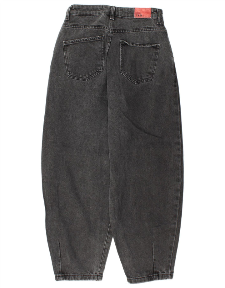 ZARA Vaqueros de cintura alta con corte globo para mujer EU 34 2XS W24 L25 Gris