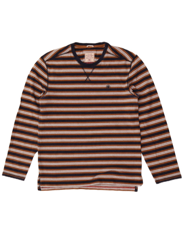 Camiseta regular de manga larga de algodón a rayas multicolor de Fat Face para hombre