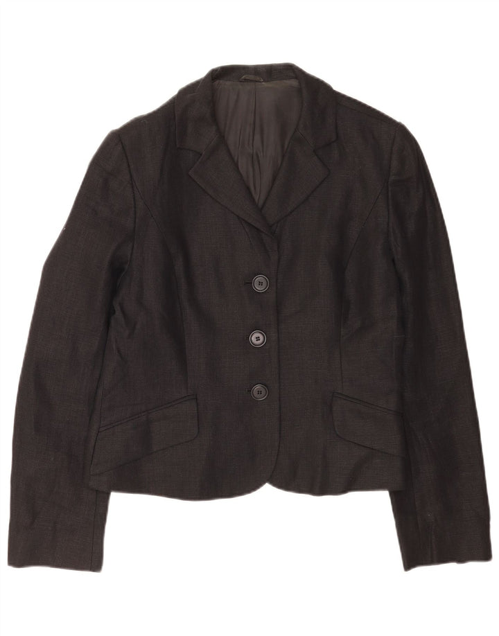 Hobbs Chaqueta tipo blazer corta con 3 botones para mujer Reino Unido 40 Mediano Lino negro