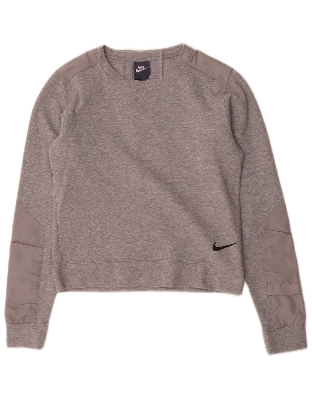 NIKE Mujer Crop Sudadera Jumper UK 6 XS Gris Algodón